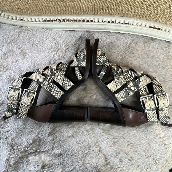 Dolce Vita | Noree Faux Snake Skin Caged Heel Peep Toe Sandals - Picture 8 of 16